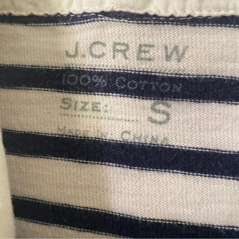 J.Crew Navy and Cream Striped Cotton Hoodie